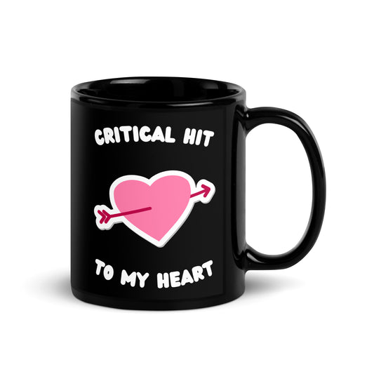 Critical Hit To My Heart Black Glossy Mug